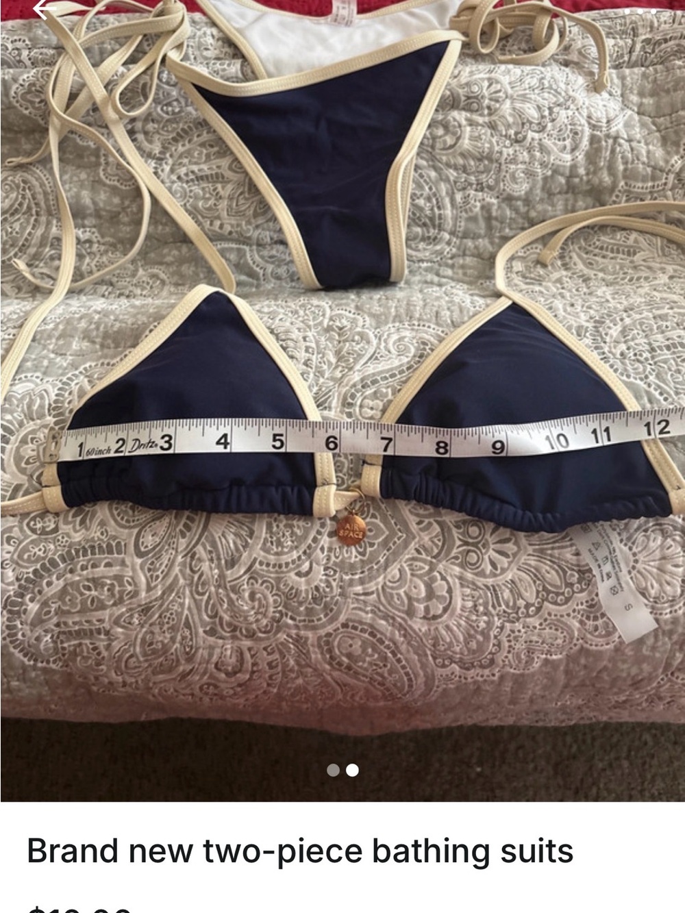 Target Navy Triangle Bikini with Cream Trim - Women Swim